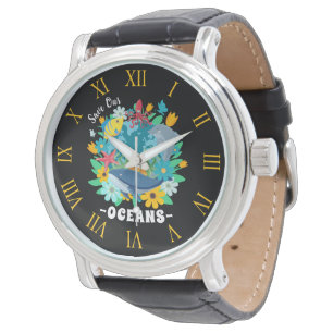 Montre Sauvez nos océans Fleur Baleine Conception Colorée