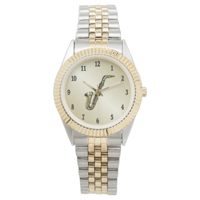 Montre Saxophone avec chiffres noirs (devant)