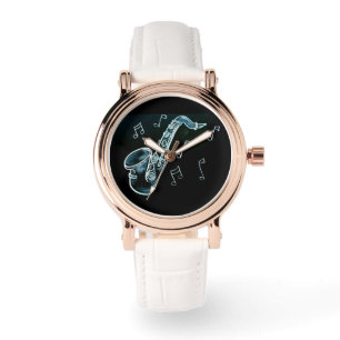 Montre Saxophone et notes de musique