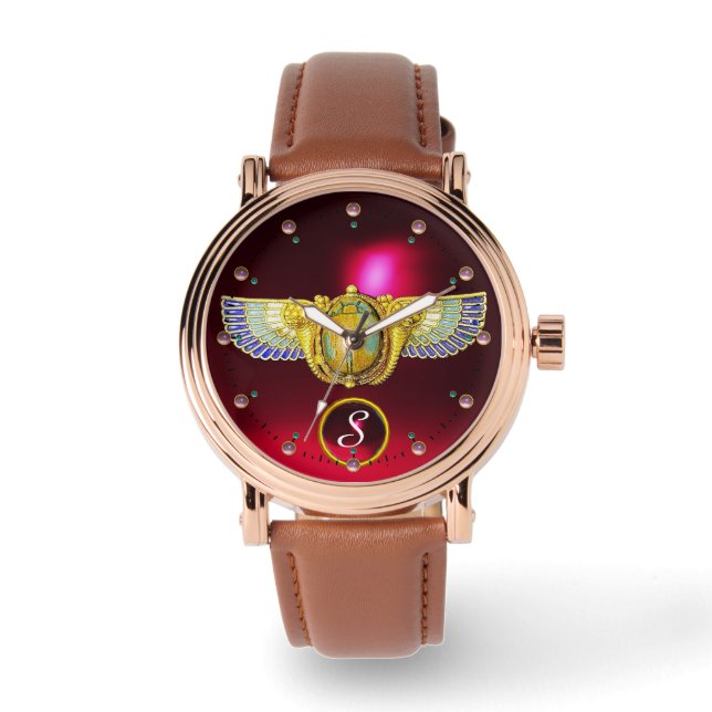 MONTRE SCARABE À FEU ÉGYPTIENNE ANTIQUE /BOÎTE À DENRÉES  (Recto)