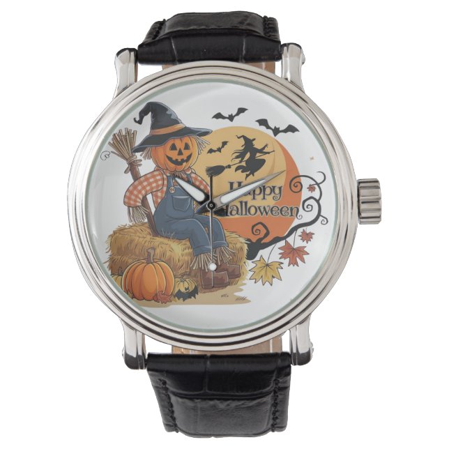 Montre Scarecrow Citrouille Halloween Vibes rustiques Art (devant)