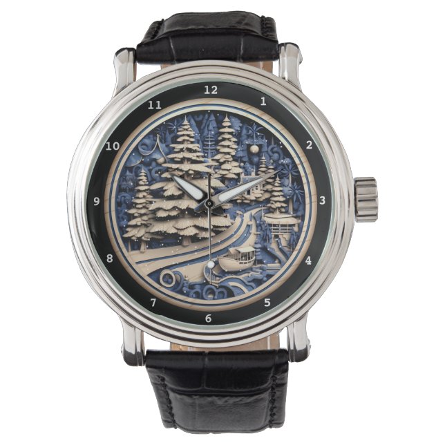 Montre Scène hivernale décorative avec touche festive (devant)