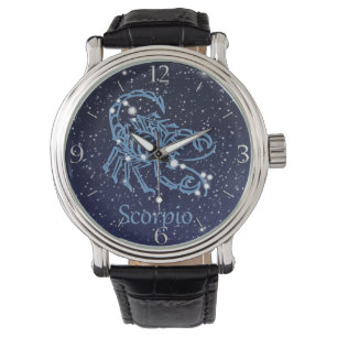 Montre Scorpio Constellation et signe Zodiaque avec étoi