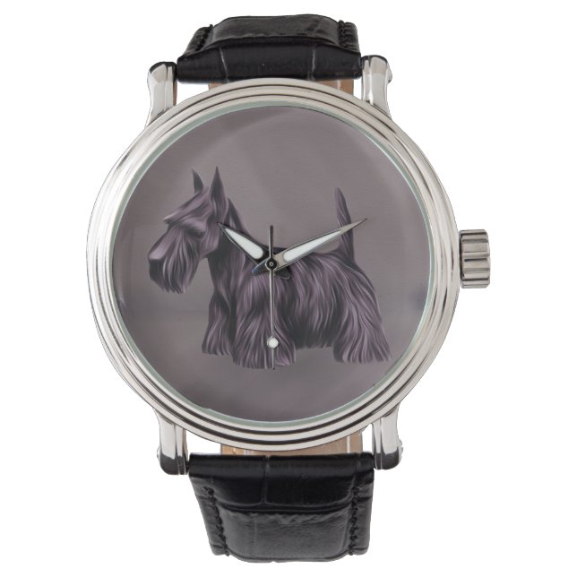 Montre Scottie Chien Vintage Leather Strap Watch (devant)