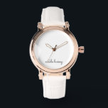 Montre Script blanc | Monogramme élégant minimaliste mode<br><div class="desc">Un design simple et design personnalisé monogramme dans un décontracté écrit à la main en noir et blanc monochrome frappant. Le monogramme peut facilement être personnalisé pour rendre un design aussi unique que vous êtes ! Le cadeau ou accessoire tendance parfait pour toute occasion.</div>
