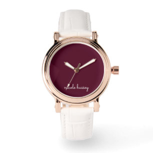 Montre Script Bourgogne Monogramme moderne élégant
