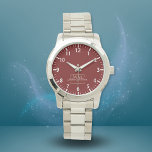 Montre Script de nom de monogramme or blanc rouge<br><div class="desc">Élégant Monogramme Or avec Script de Nom. Facile à personnaliser comme un cadeau pour la famille et les amis.</div>