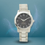 Montre Script de nom du monogramme d'or noir<br><div class="desc">Élégant Monogramme Or avec Script de Nom. Facile à personnaliser comme un cadeau pour la famille et les amis.</div>