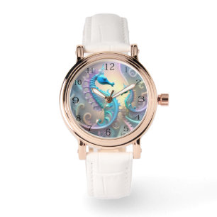 Montre Seahorses Abstraites Pastel Fractal Art,