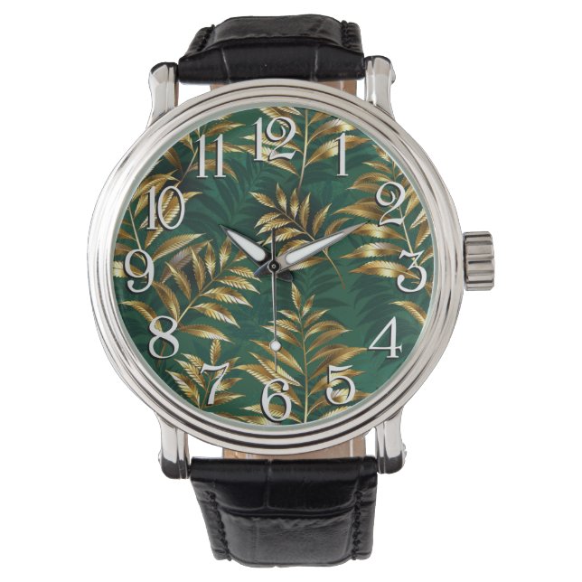 Montre Seamless pattern with golden ferns (devant)