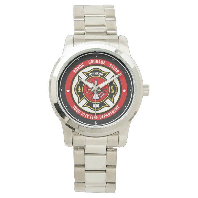 Montre Secourt de pompier AJOUTER LE NOM Insigne du servi (devant)