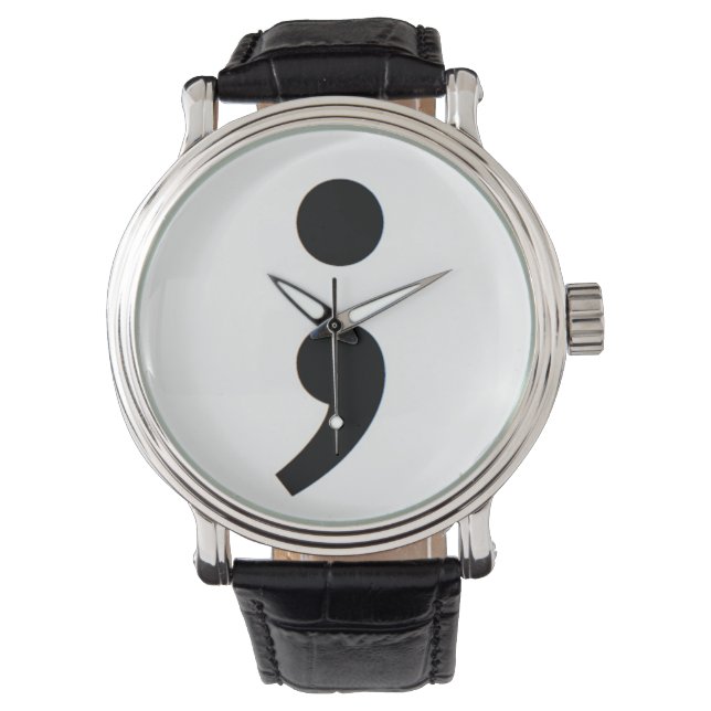 Montre Semicolon de prévention du suicide masculin (devant)