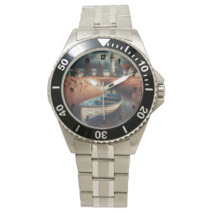 Montre Sérénité côtière : Phare et bateau à moteur
