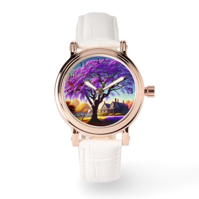 Montre **"Sérénité rustique : L'étreinte du jacaranda pou (Recto)