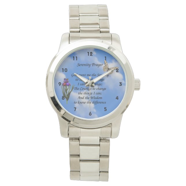 Montre Serenity Prayer Butterfly Flower Inspiration (devant)