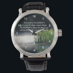 Montre Serenity Prayer Cattails Dans Mist Inspiration<br><div class="desc">Les cattails se reflètent dans l'eau et la brume matinale sur l'étang avec la prière de sérénité inspirante. Photographie de nature par Susan avec un effet orton appliqué pour une couleur vive et un focus plus doux. Pour plus d'affiches et d'estampes florales, animales et naturelles, visitez ma galerie d'affiches SmilinEyes_Posters....</div>