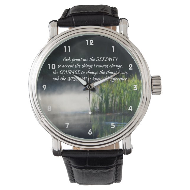 Montre Serenity Prayer Cattails Dans Mist Inspiration (devant)