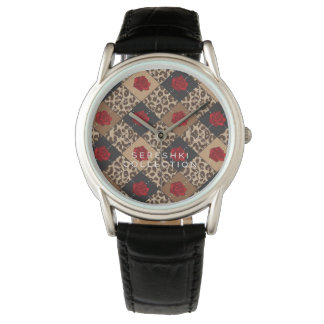 Montre SERESHKI COLLECTION Rose & Leopard Watch BLK 34mm