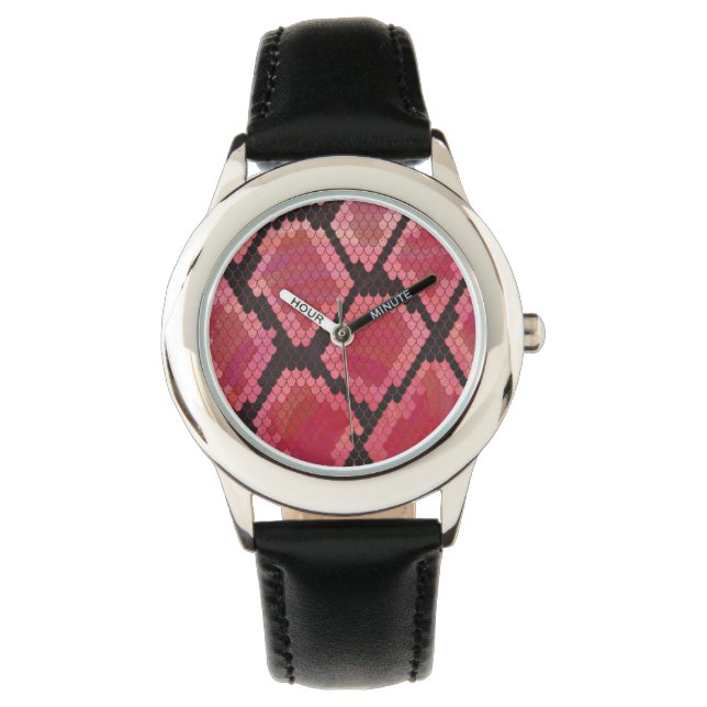 Montre Serpent noir et rouge (devant)