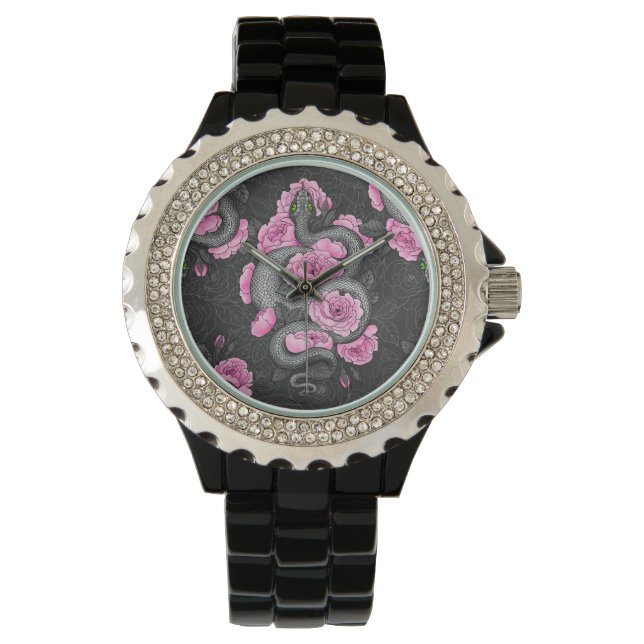 Montre Serpents et roses roses (devant)