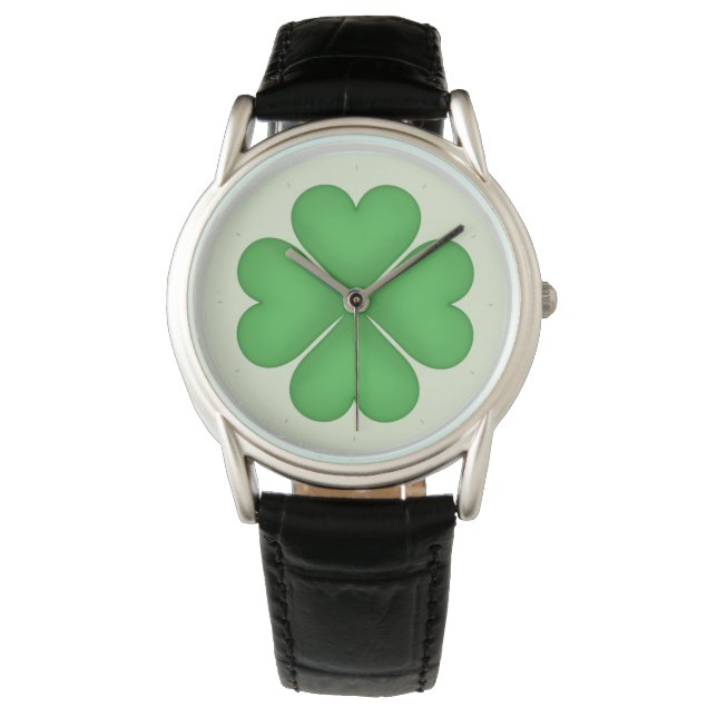 Montre Shamrock feuille Coeurs de trèfle motif (devant)