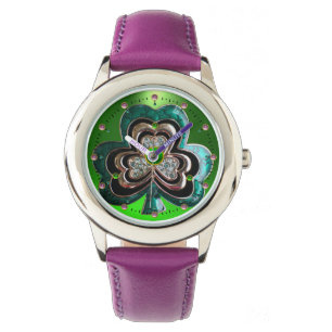 MONTRE SHAMROCK VERT EMERALD IMPRIMÉ JEWEL AVEC GEMS