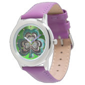 MONTRE SHAMROCK VERT EMERALD IMPRIMÉ JEWEL AVEC GEMS (Incliné)