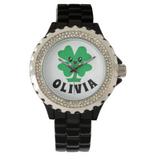 Montre Shamrock vert - Surveillance du nom personnalisé