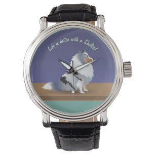 Montre Shetland Sheepdog : Blue Merle Sheltie sur violet