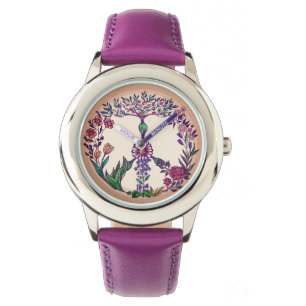 Montre Signe de paix fleurie Liberty wreath couleurs vive