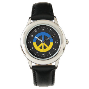 Montre Signe de paix ukrainien sur un fond noir
