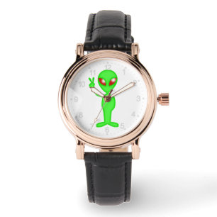 Montre Silhouette alien verte