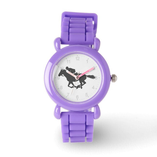 Montre Silhouette cheval jockey - Choisir la couleur arri (Recto)