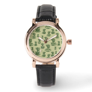 Montre Silhouette de cactus succulent en tasses et pots