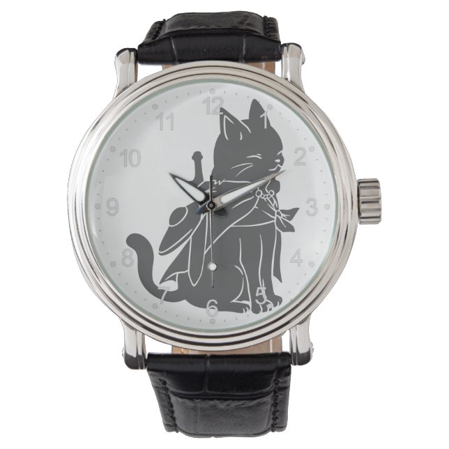 Montre Silhouette de chat guerrier - Choisir la couleur a (devant)