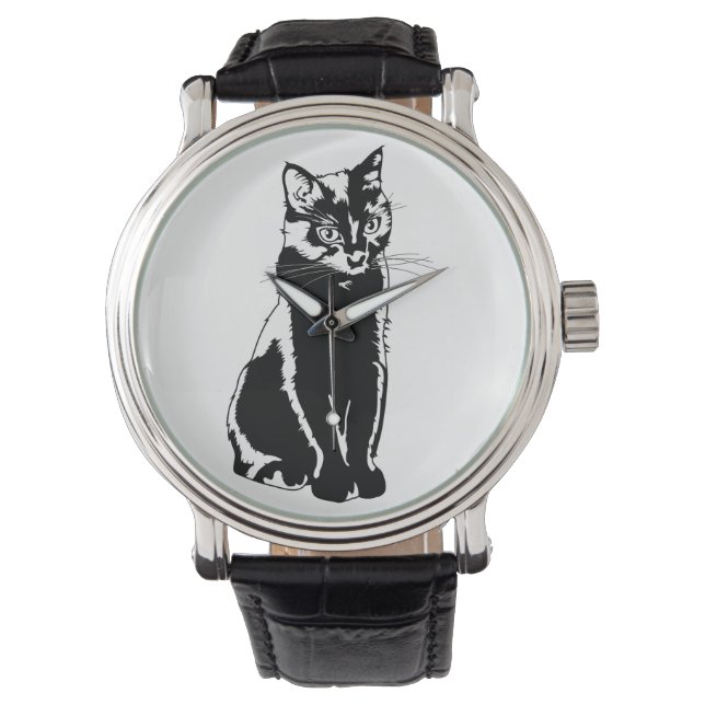 Montre Silhouette de chat noir (devant)