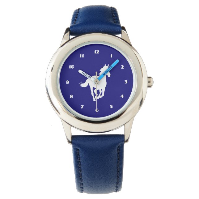 Montre Silhouette de cheval blanc sur violet (devant)
