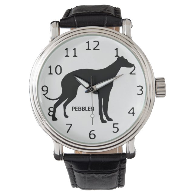 Montre Silhouette de chien gris italien CUSTOM (devant)