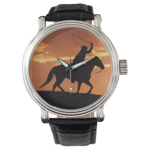 Montre Silhouette de cowboy à cheval près de Fairplay,