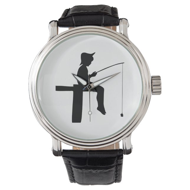Montre Silhouette de garçon de pêche (devant)