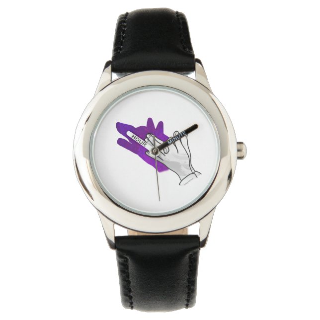Montre Silhouette de main de loup Violet (devant)