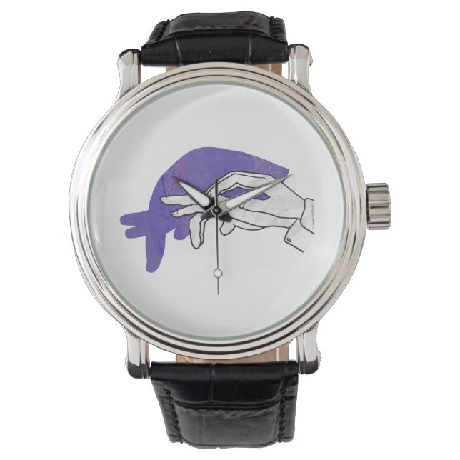Montre Silhouette de main Fourmilier Violet (devant)