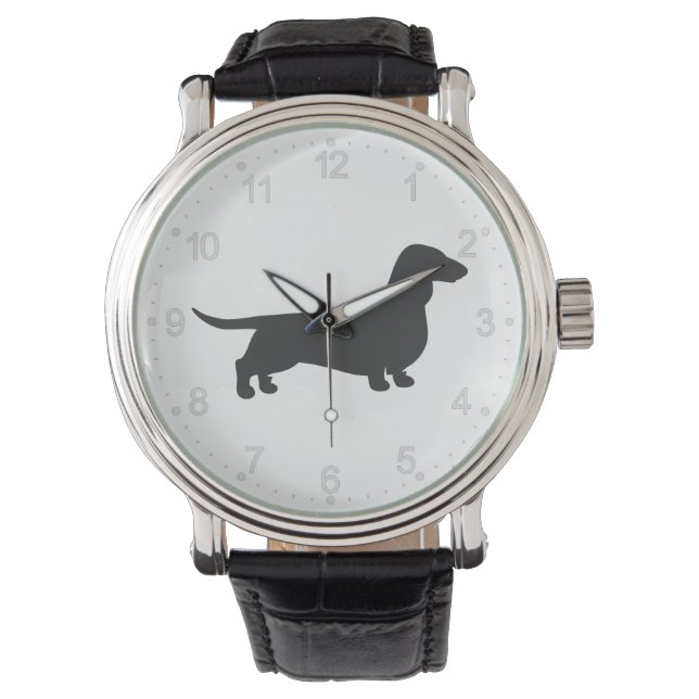 Montre Silhouette noire de dachshund (devant)