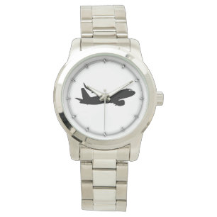 Montre Silhouette noire de Jet Liner d'avion à personnali