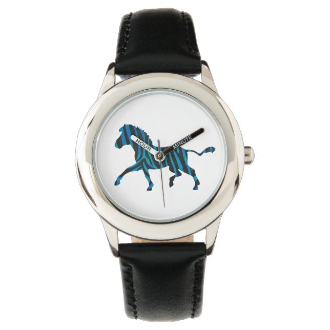 Montre Silhouette noire et bleue Zebra (devant)
