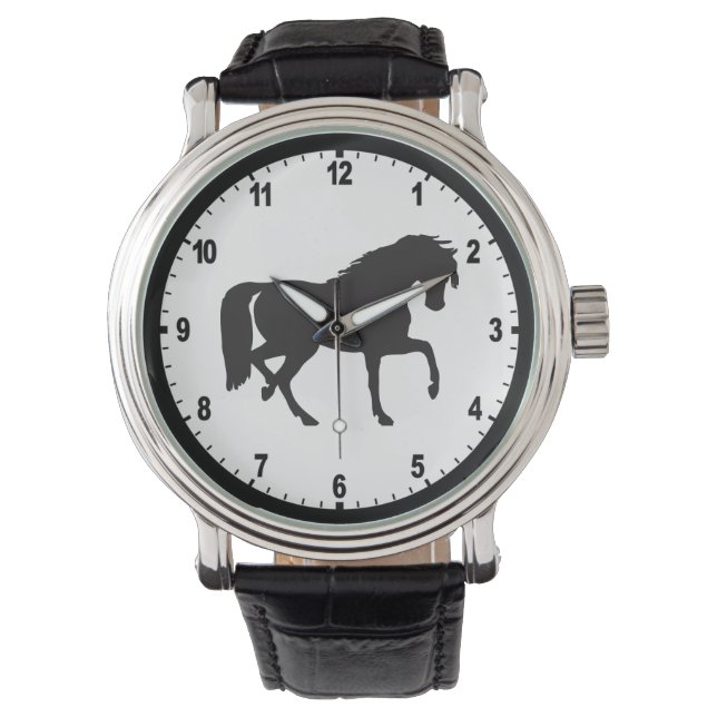 Montre Silhouette vintage Black & White Horse (devant)