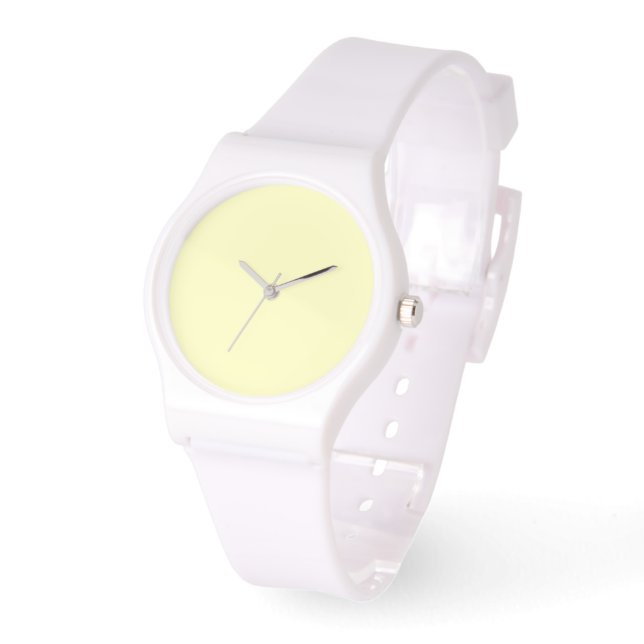 Montre Silicone blanc à cadran jaune pâle (Angle)
