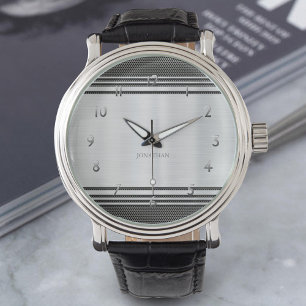 Montre Silver brillant moderne géométrique mécanique su