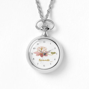 Montre *~* Silver Zen Rose Namaste Rose Fleur Spirituelle