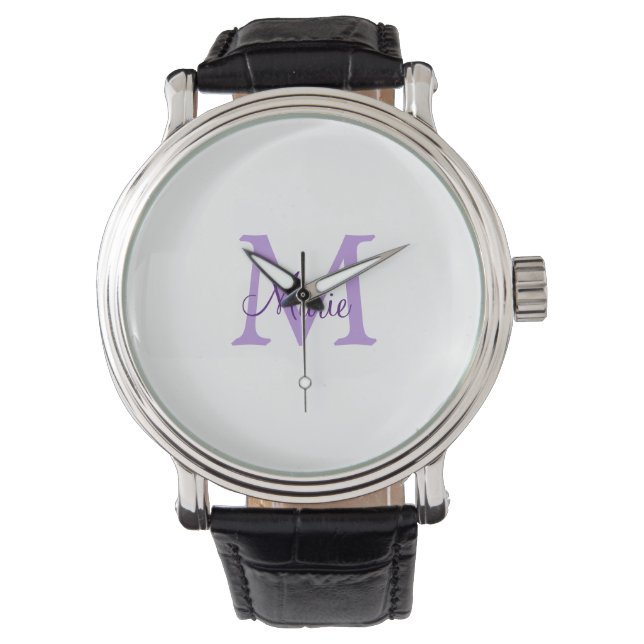 Montre simple ajout de nom monogramme rose rouge jeton (devant)